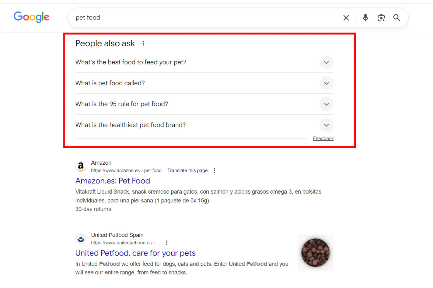 Screenshot of Google's "People also ask" feature that appears on search result pages